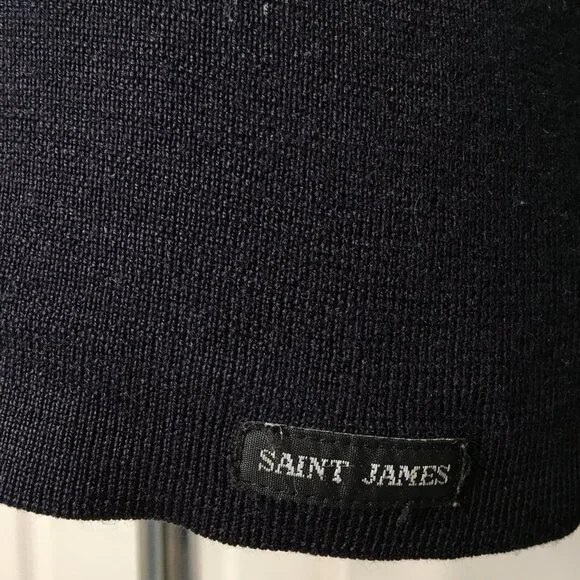 Saint James Women's V Neck Blue Black Long Sleeve Knit Shirt Size Medium - Picture 7 of 15